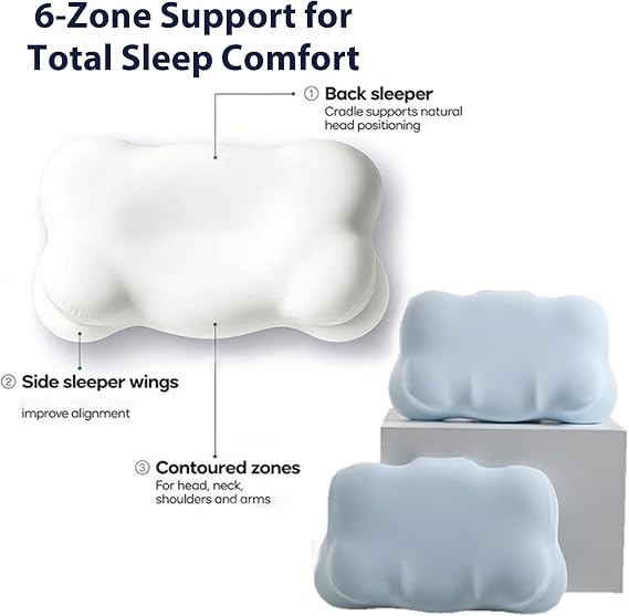 Cloud Pillow, Ergonomic Memory Foam Pillow for Sleeping, Adjustable Cervical Neck Support Pillow for Adults & Back/Stomach Sleepers (Dark Grey)