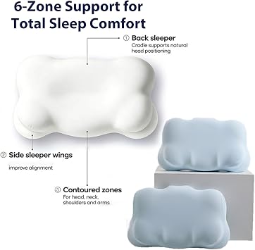Cloud Pillow, Ergonomic Memory Foam Pillow for Sleeping, Adjustable Cervical Neck Support Pillow for Adults & Back/Stomach Sleepers (Dark Grey)