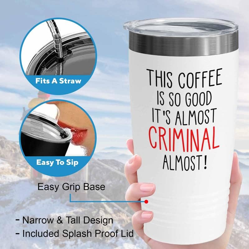 Caffeine Lovers White Tumbler 20oz - This coffee is so good - Coffee Addict Gift Coffee Lover for Manager Women Team Coworker Work Bestie Caffeine Drinking Coffee Drinker Espresso Americano Lovers