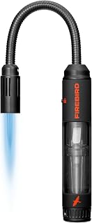Firebird Trailblaze Single Jet Flexible Neck Butane Lighter - Refillable Bendable Torch with Carabiner, Windproof for Grill, BBQ, Fireplace, Camping, Candles Cigars (Clear)
