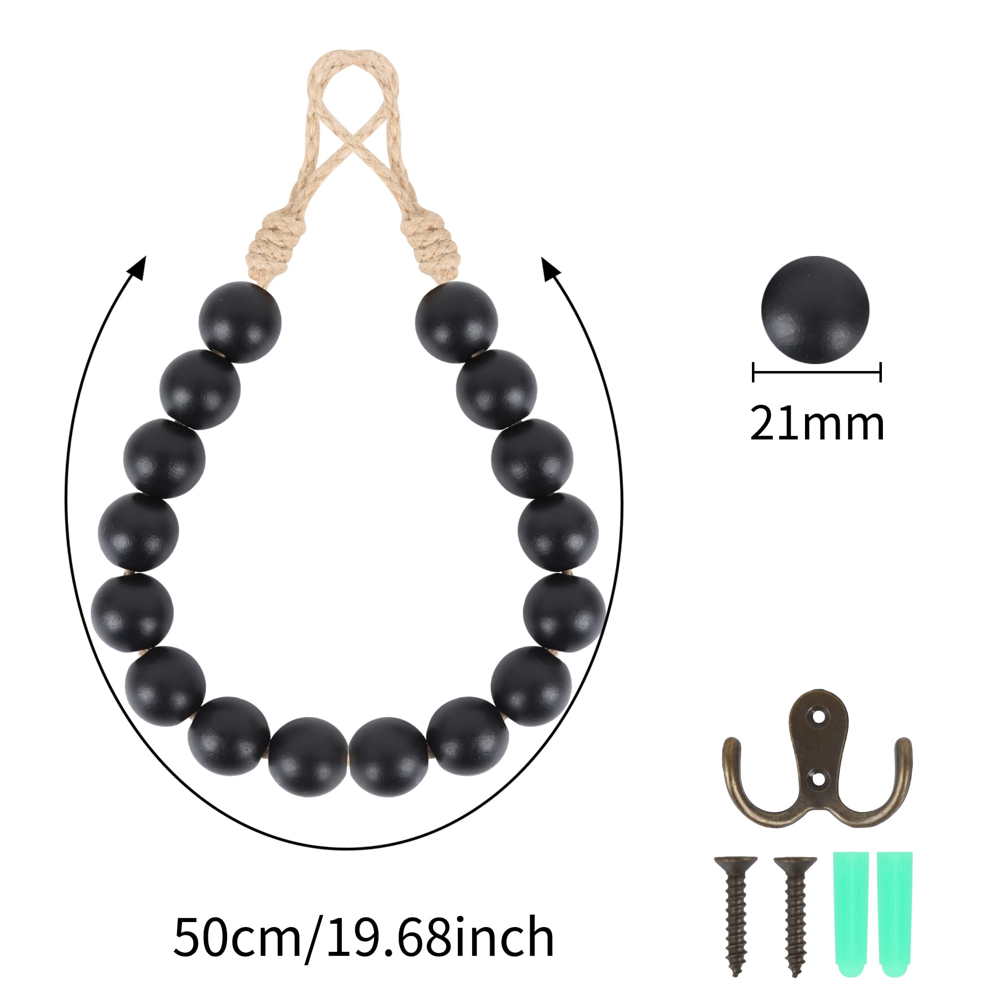 Toilet Paper Holder Wood Bead Toilet Paper Roll Holder, Black — Amazon image 4