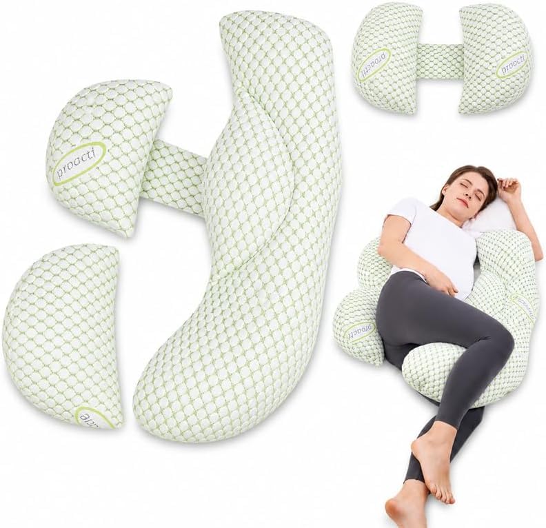 Bryze Pregnancy Body Pillow – Ultra-Soft Maternity Pillow with Detachable Cover, 20–25cm, Back, Hips & Legs Support, Includes Free Half-Moon Pillow, Ideal for Pregnancy & Post-Surgery Comfort