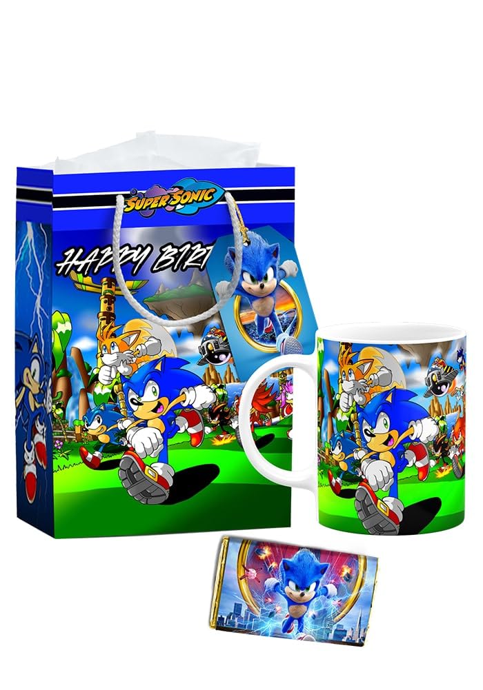 4 in 1 Super Sonick Theme Coffee Mug, Choco, Thank You Card, and Paper Bag Combo | Super Sonick Theme Return Gift for Kids Birthdays (B0CTHSX4Y6) Amazon Price History, Amazon Price Tracker