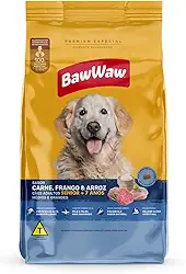 Ração Baw Waw para cães adultos Sênior médios e grandes sabor Carne, Frango e Arroz - 10.1kg