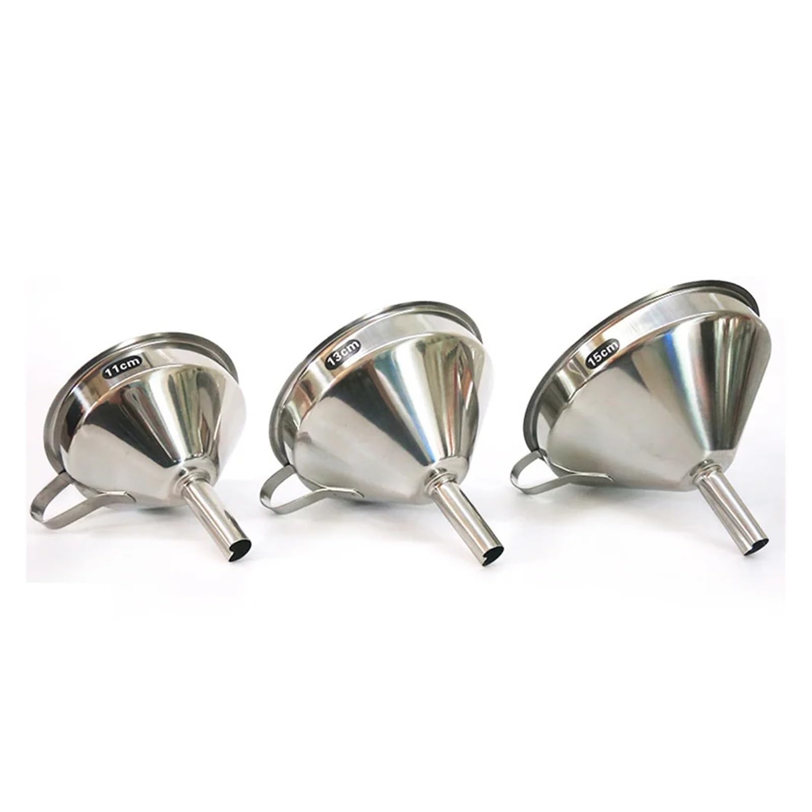 Embudo de Acero Inoxidable, Embudo de Cocina de Acero Inoxidable con asa Plateado 11-15 cm(XL 15CM)