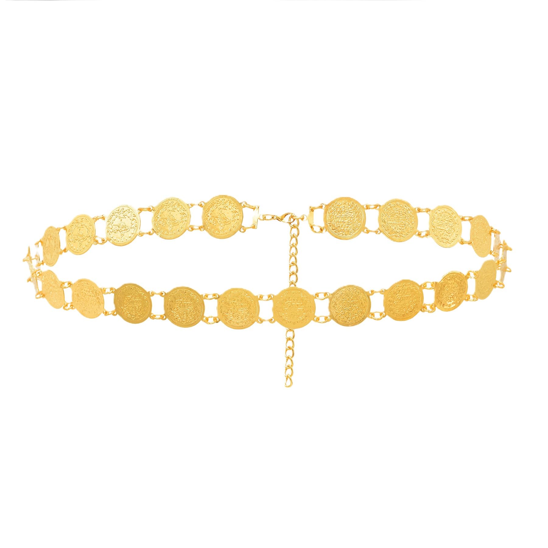 syga Women's Cross-Border Ethnic Retro Ring Coin Design Waist Chain Ladies Decorative Belly Dance Metal Belt(Gold)-picture-24
