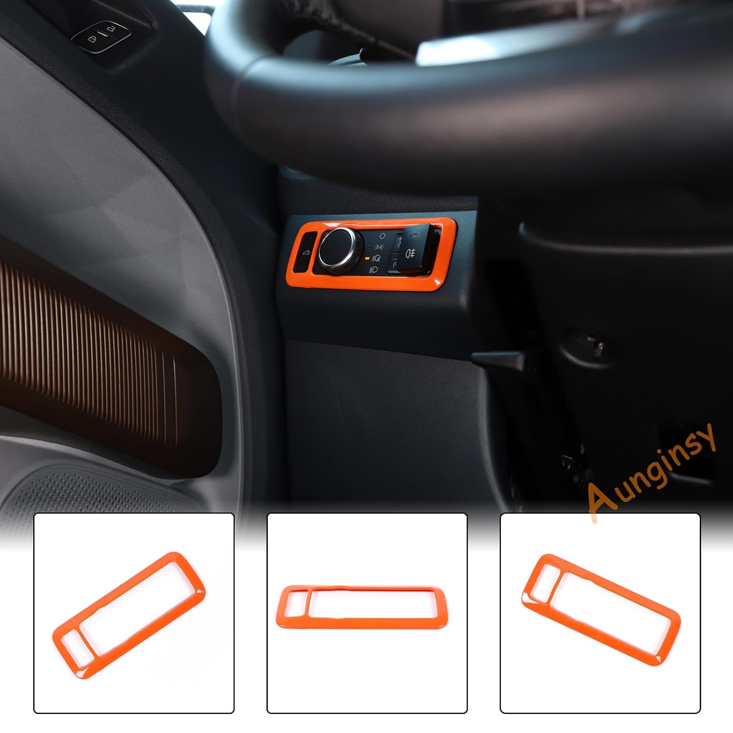 Aunginsy Car Headlight Lamp Switch Button Panel Frame Trim Compatible with Ford Maverick 2022+/Bronco Sport 2021+/Mustang Mach-E 2021-2024/Mustang 2024 2025 Decorative Protection Cover ABS Accessories