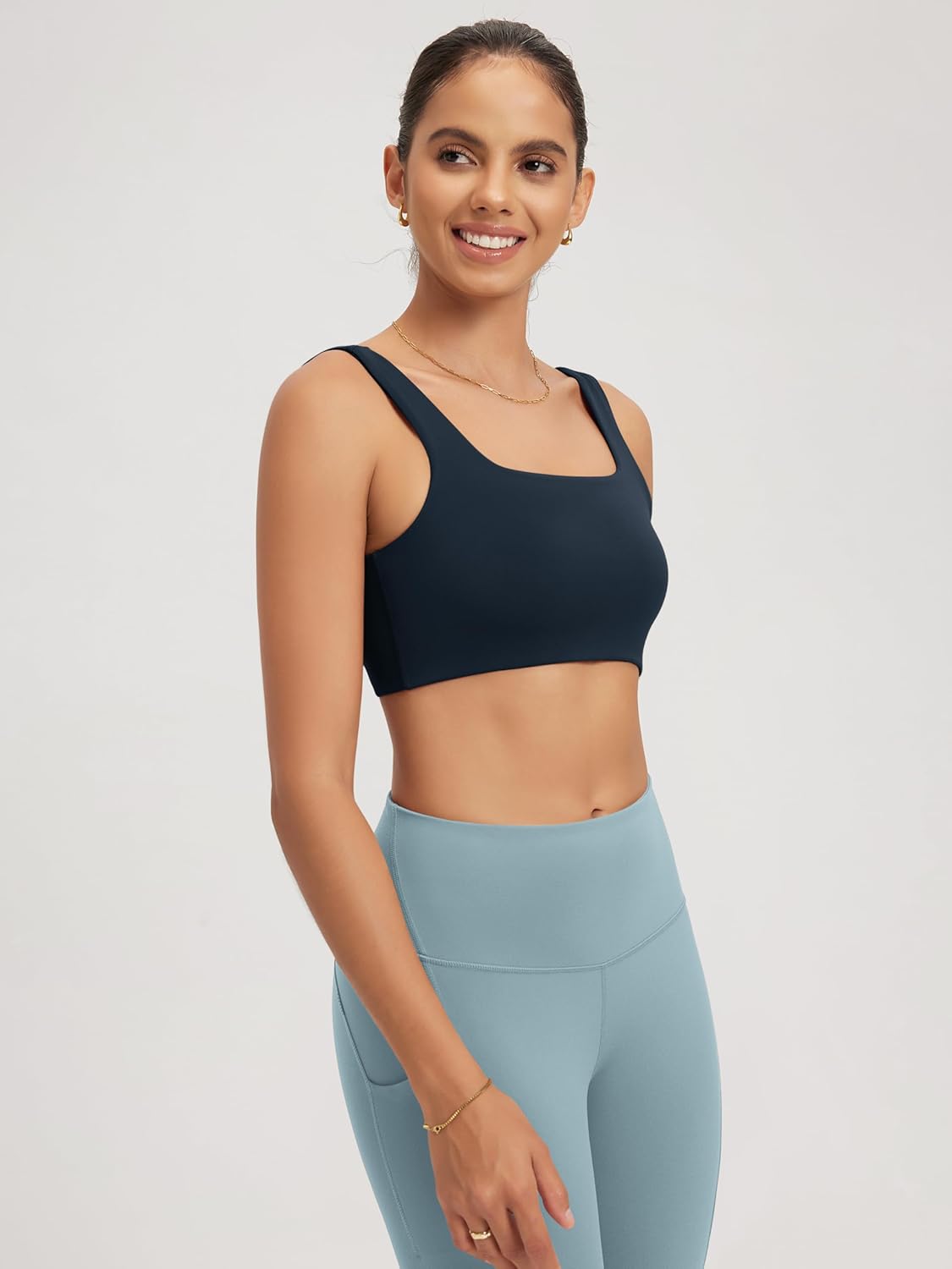 ODODOS Square Neck Sports Bra for Women Wirefree Non Padded Yoga Tank Workout Crop Tops - Image 3