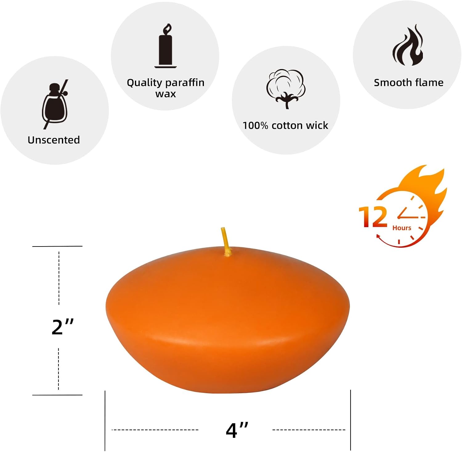 Zest Candle 3-Piece Folding Candles, 4-Inch, Orange