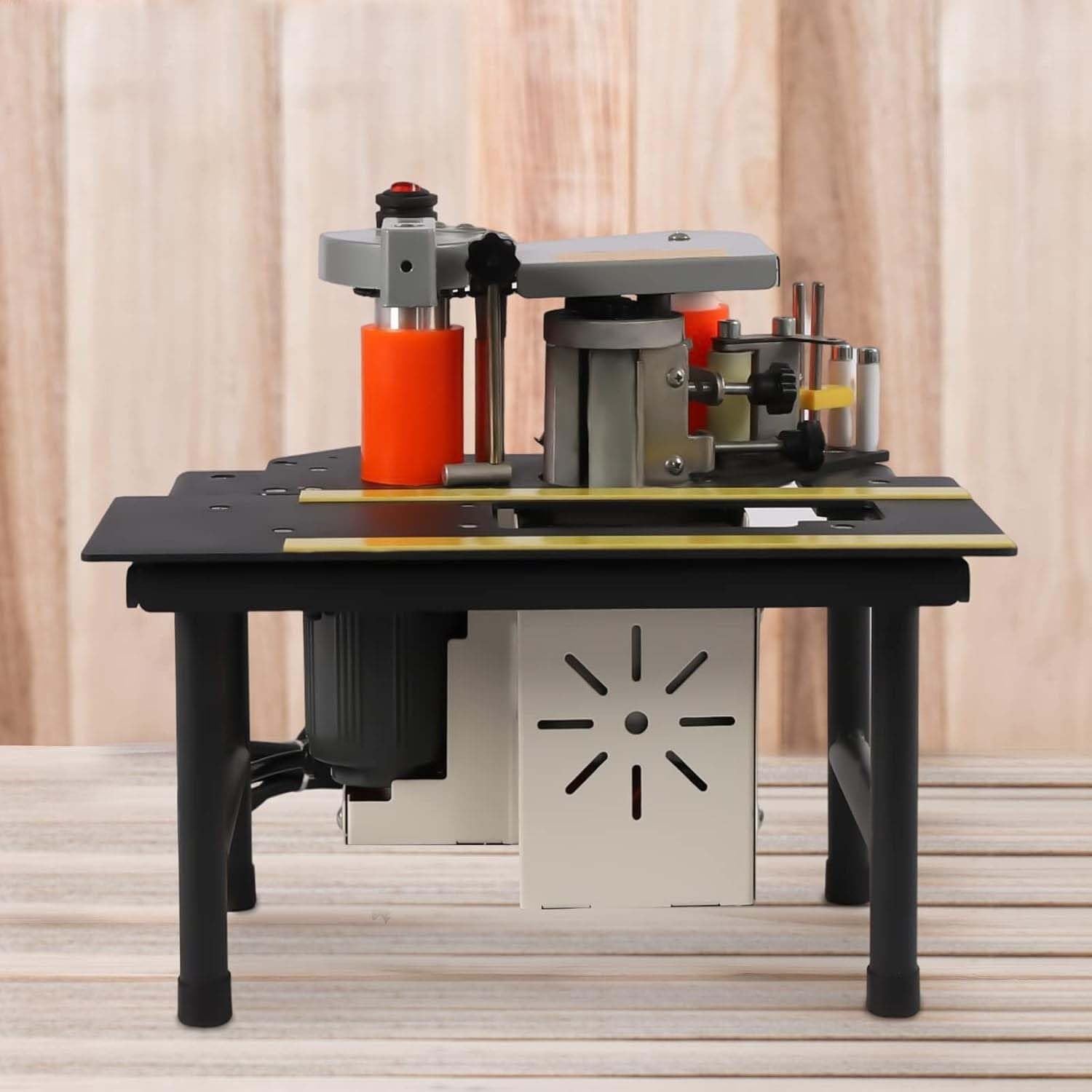 Przenośna okleiniarka, okleiniarka do krawędzi drewnianych, dwustronne klejenie, napięcie, przenośna okleiniarka, dwustronny system klejenia 1200 W.(Black)