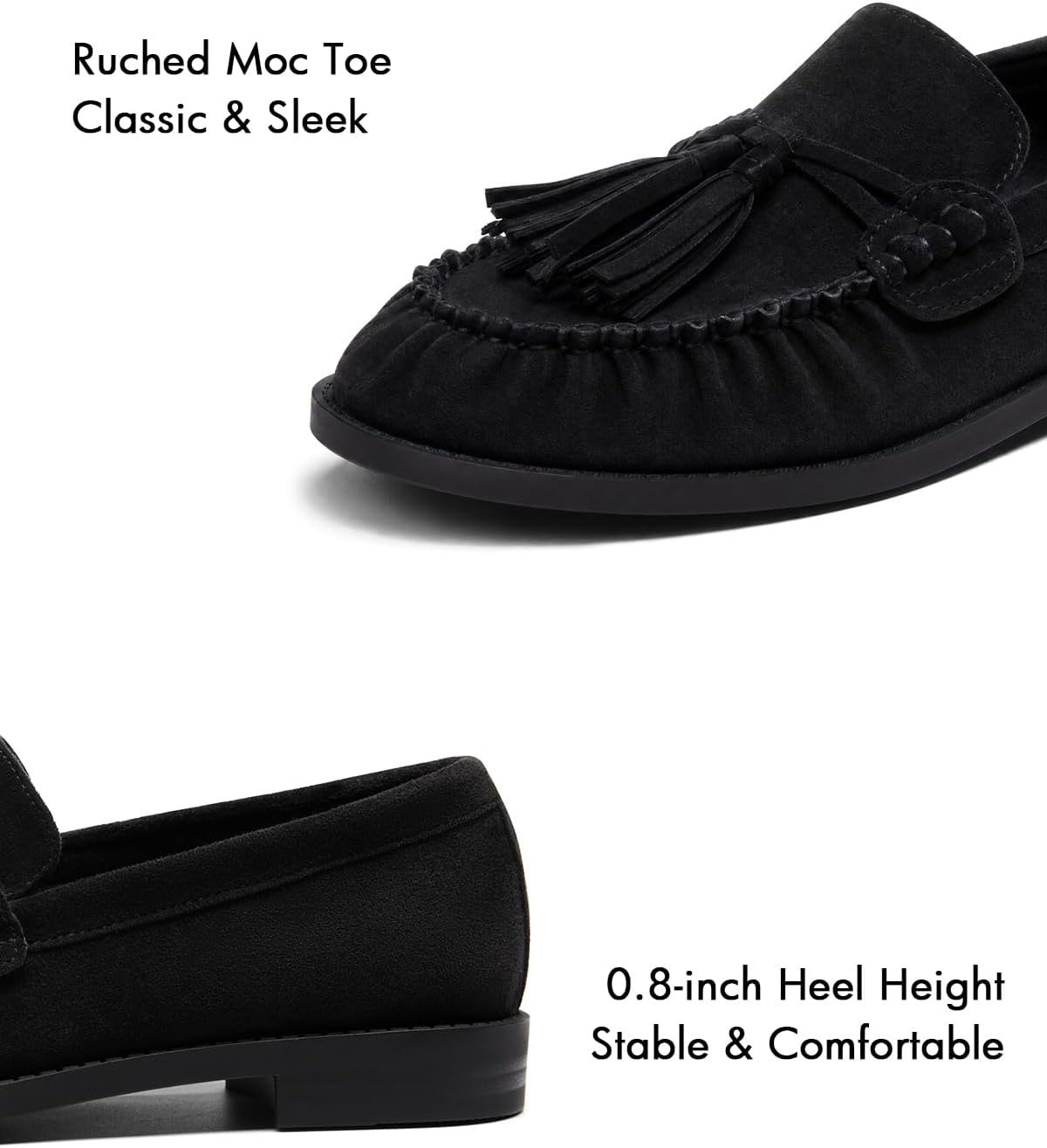 Coutgo Loafers for Women Tassel Slip On Flats Closed Toe Work Dressy Shoes | Comfortable, Ruched, Moc Toe, Maccasin, Dress Casual, Office, Vintage, Cushioned, Work, Daily Wear