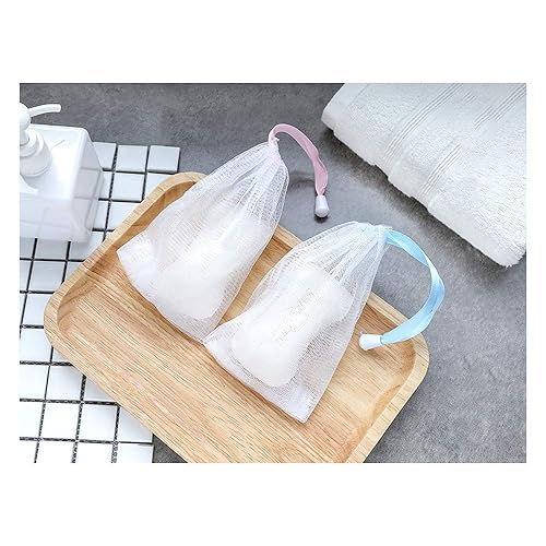 Miniatura 3 de Andiker Bolsa de jabón suave para ducha, protector de bolsa de jabón con cordón para espuma y secado, colgante (7 bolsas de jabón de malla)