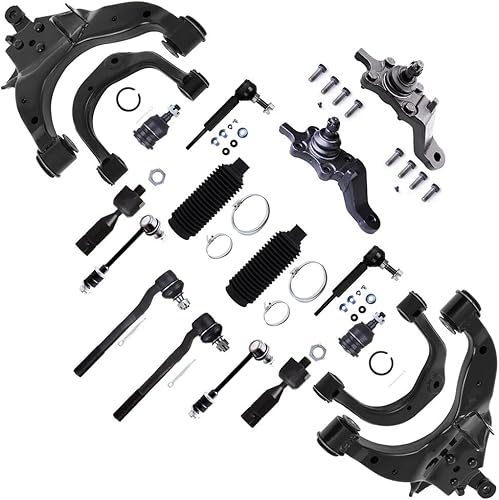 SCITOO 18pcs Suspension Kit Lower Control Arm Upper Control Arm Lower Ball Joint Upper Ball Joint Inner Outer Tie Rod End Sway Bar End Link Steering