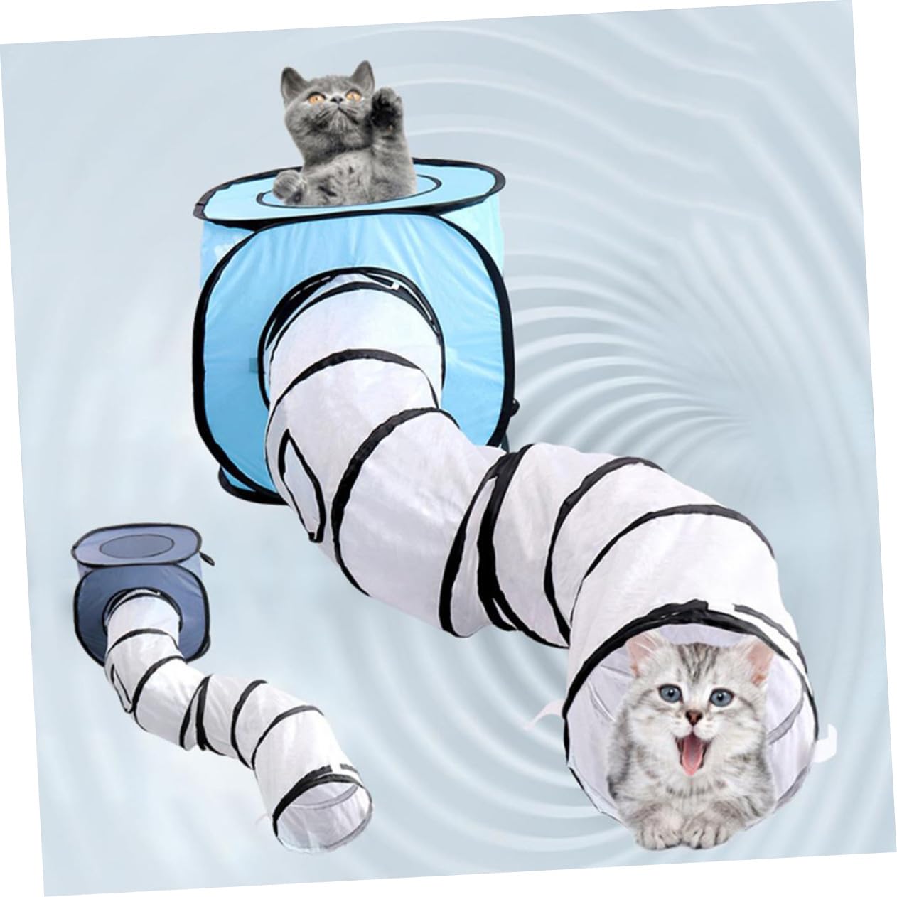 Kreatives Katzenzelt S-typ Tunnelspielzeug für Katzen Blau