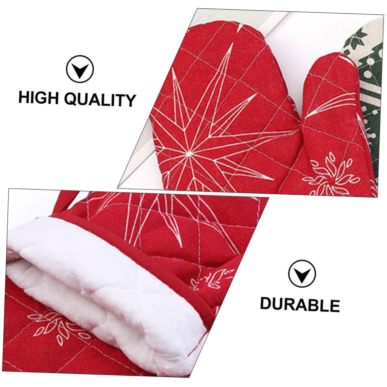 PRETYZOOM 4 Juegos Conjunto de Guantes navideños Christmas Agarraderas Aparatos de Cocina Guantes de Cocina para Horno Guante de Cocina para microondas Estera para Hornear paño