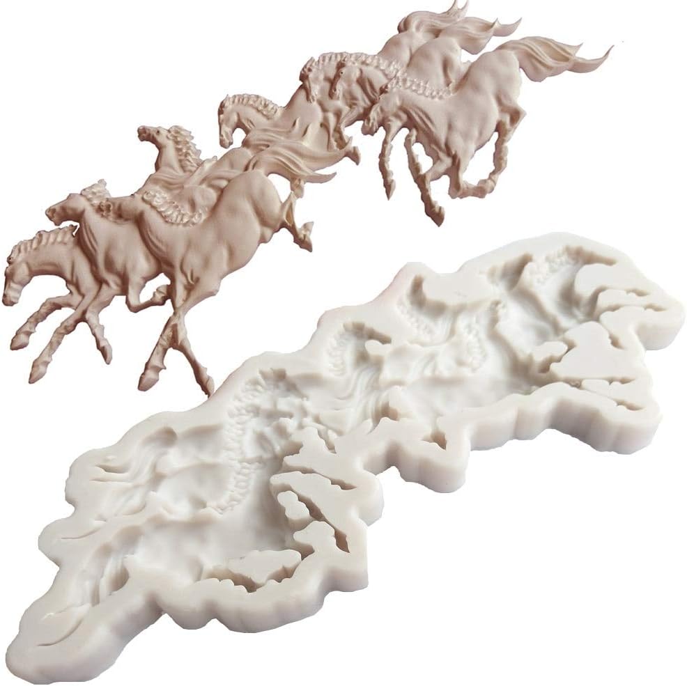 Animals Run Horse Shape Fondant DIY 3D Cute Cake Silicone Mold Tools for Make Chocolates Hard Candies Desserts Ice Candles Cake Decor