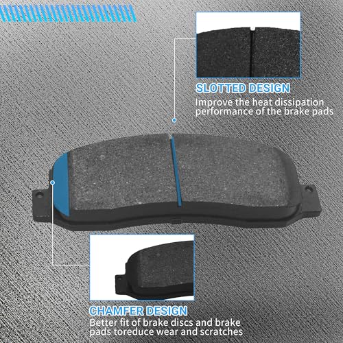 Image of Front Brake Pads Set Compatible with 2005-2012 Ford F250 F350 Super Duty, 2010-2012 Ford F450 Super Duty Automotive Replacement Brake Pads Semi-Metallic D1069