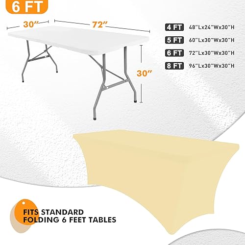 Miniatura 10 de Paquete de 6 manteles de elastano ajustables de 6 pies, color negro, lavables, resistentes a las arrugas, elásticos, para artículos de exhibición de