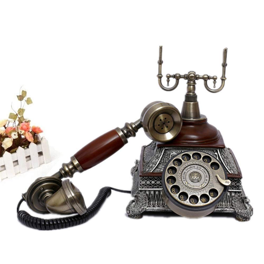 Telefon stacjonarny do domu, europejski telefon antyczny, telefony z tarczą obrotową, telefon stacjonarny retro, telefon stacjonarny na biurko, telefon przewodowy do domu i dekoracji, brąz