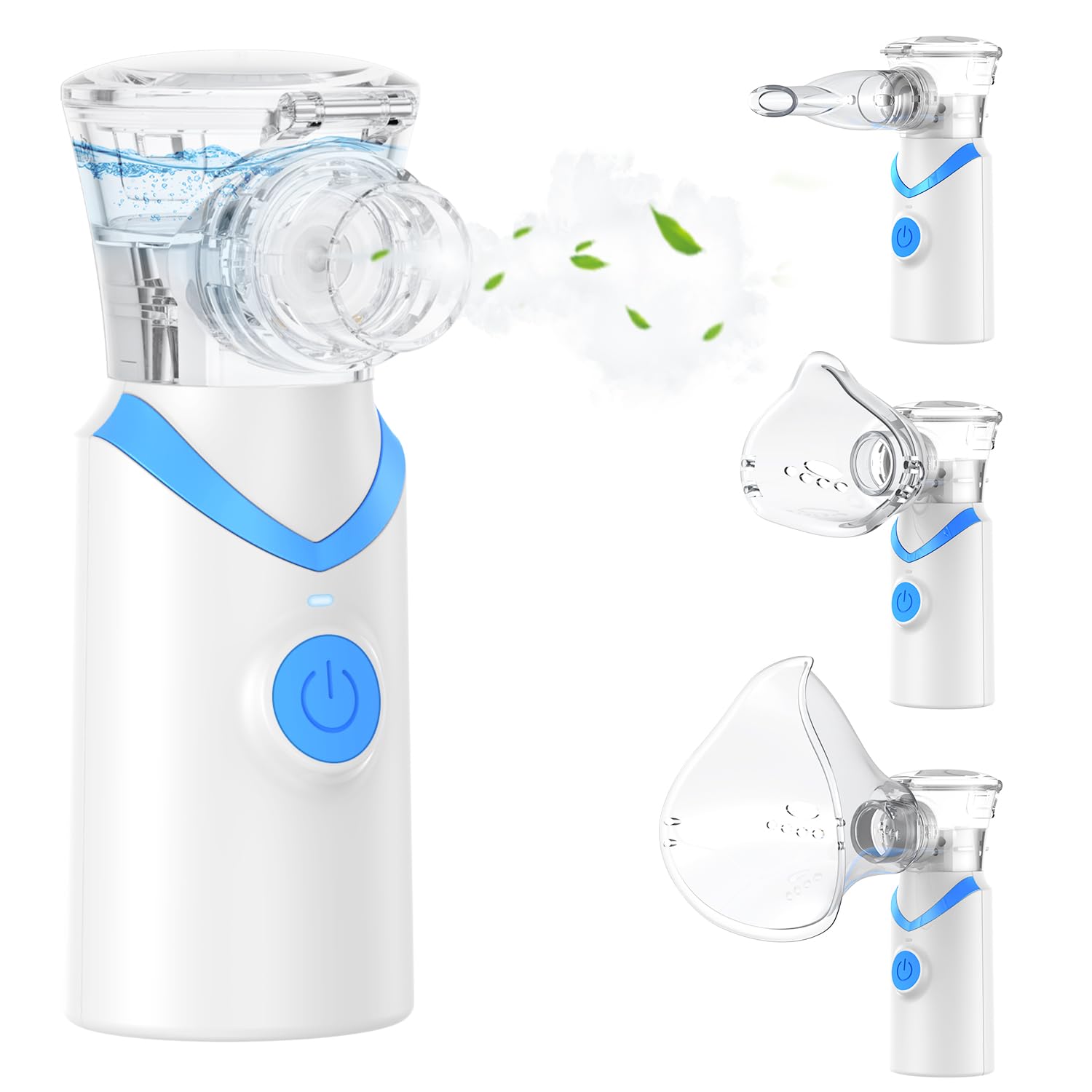 Inhalationsgerät, Larair Inhaliergeräte für Erwachsene & Kinder, Leiser Vernebler, Wiederaufladbarer und Tragbarer Inhalator, Inhalator mit Selbstreinigungsfunktion & Einstellbarem Sprühvolumen, Blau.