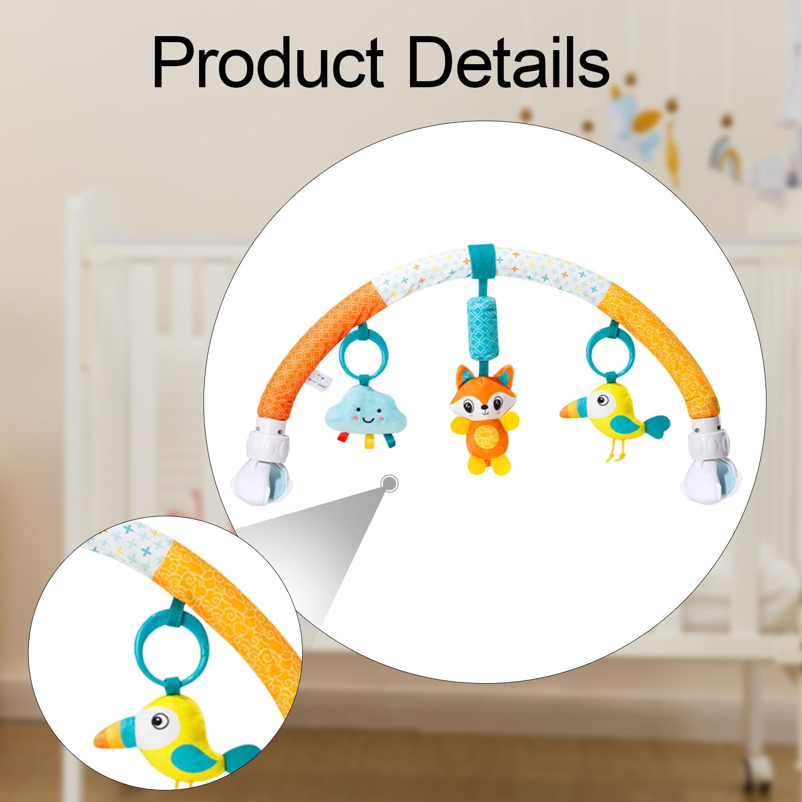 Qianly Kinderwagen Spielbogen Mobiles Spielcenter Autositz Anhänger Greifling Und mit Abnehmbarem Design für Flexible Nutzung Am Einkaufswagen Od, Wolke