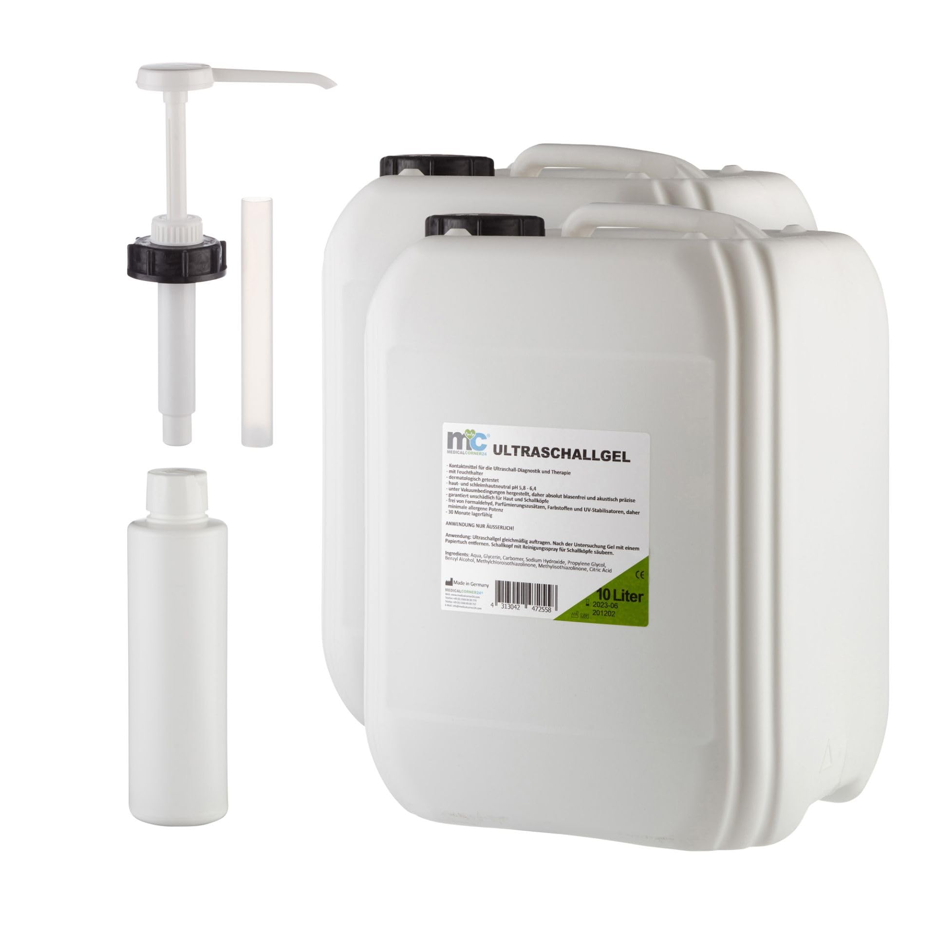 Gel per ultrasuoni 2 X 10 kg Tanica con gratis pompa e in bottiglia vuota