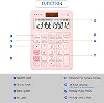 Pocket Small Size Desk Calculator, 12 Digit Large LCD Display, Basic Tax Function Handheld Desktop Calculator with Solar Battery Dual Power, Perfect for Office, School, Business OS-12T (Pink)