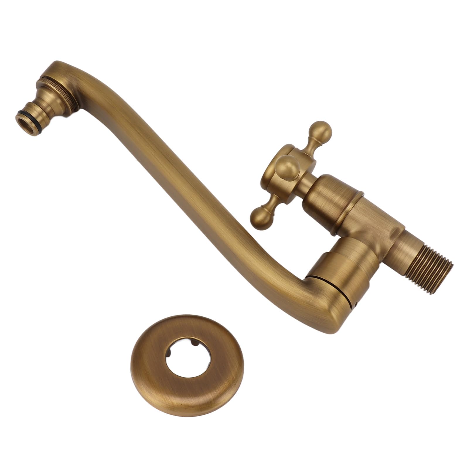 Robinet de Jardin Antique avec Bec étendu, Robinet eau Mural Laiton Antigel | Robinet de Cuisine à Robinet Froid, Robinet de Lavabo de Salle de Bains pour Douche Extérieure 21,8 cm, Langue Acérée