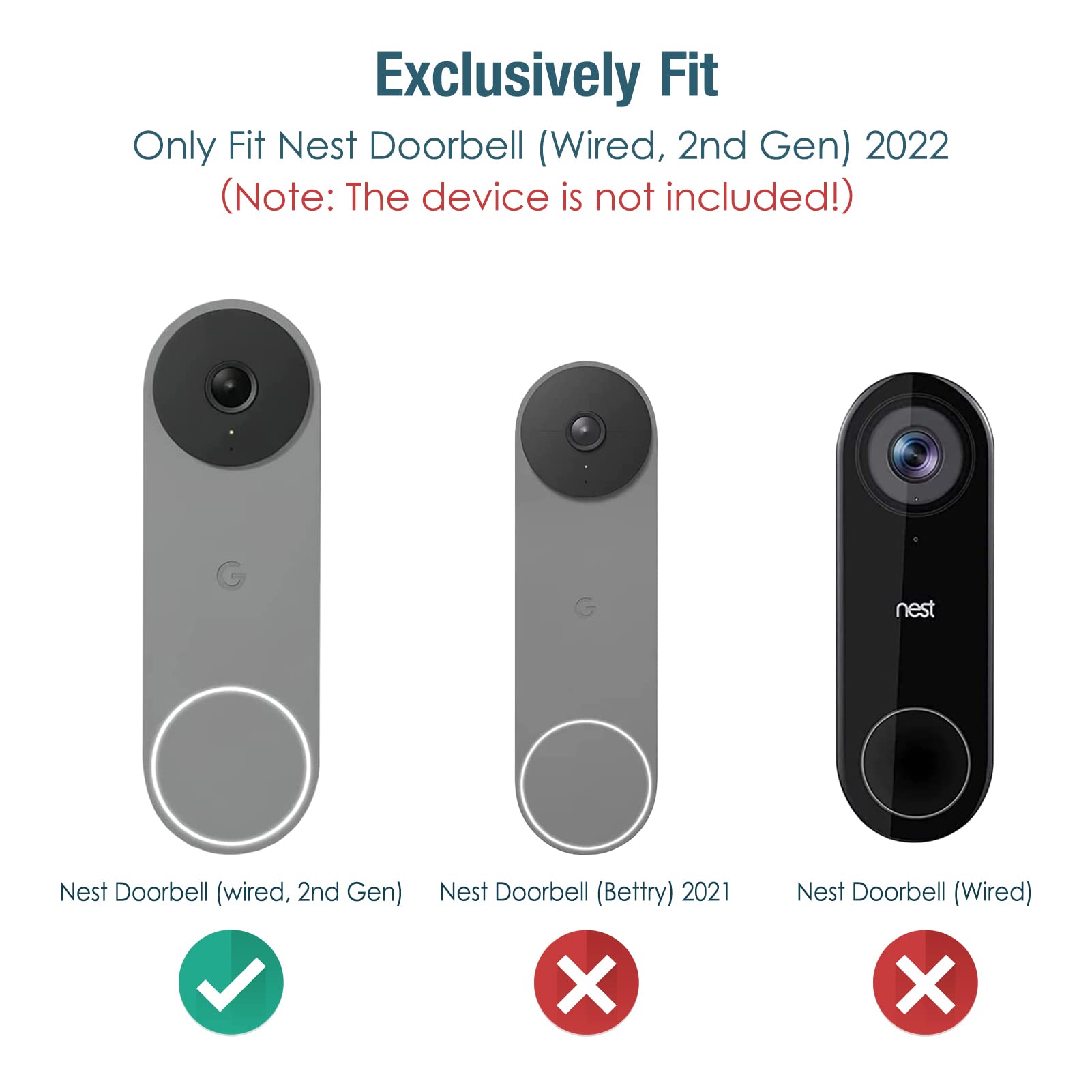 Google Nest Doorbell 、カバーセット FINTIE Cover for Google Nest Doorbell (Wired, 2nd gen), [2
