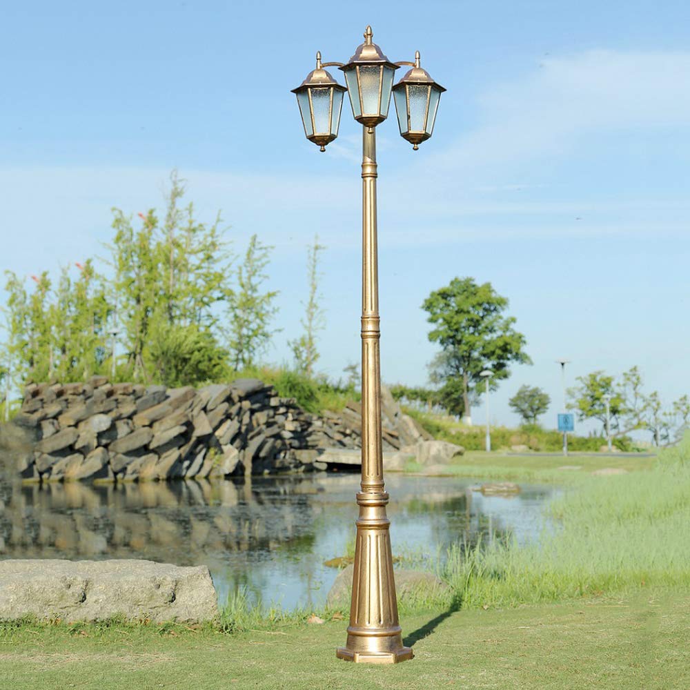 Lampadaire d'extérieur étanche E27 avec abat-jour en acrylique, 3 têtes, style victorien, en verre, éclairage extérieur vintage