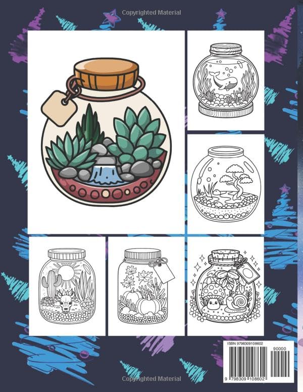 Cute Terrarium Jar Coloring Book: for adults and kids. Relaxing Designs for Plant and Nature Lovers. Colouring And Having Fun, Simple Design & Bold. - Image 2