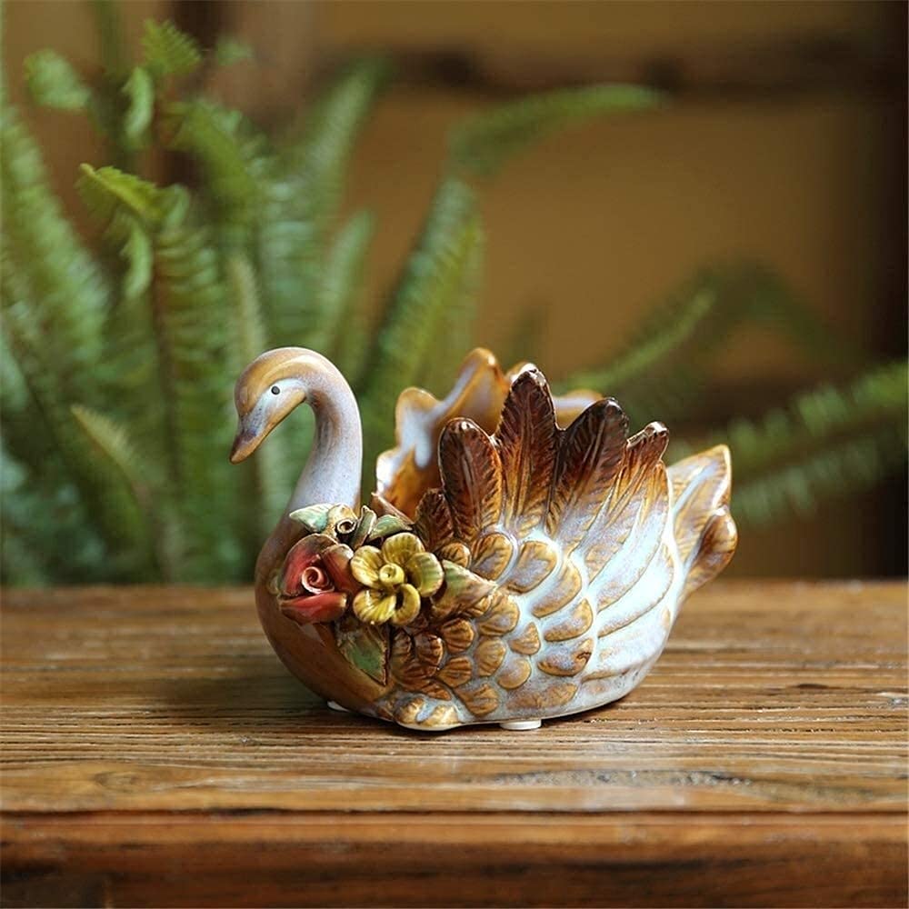 XJBTBA Maceta de jardín 1pcs/Set Statue Cigno Rosa Interno/Outdoor Squisito Simulazione Ornamento Decorazione la casa per dimora Giardino Cortile