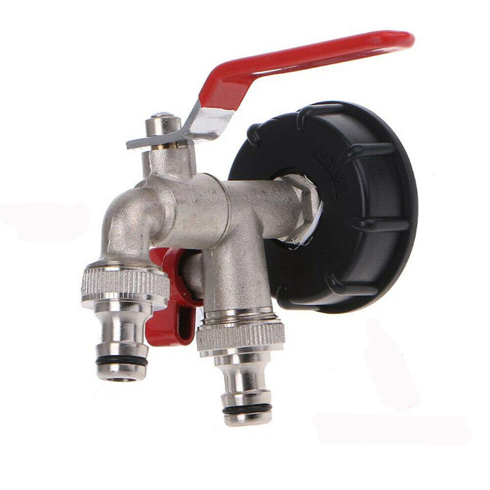 Adaptador de tanque S60X6 a grifo de jardín de latón con manguera de 0.5 pulgadas, mango rojo para un fácil drenaje de bolsa, perfecto para transferencia de aceite, combustible, agua y riego