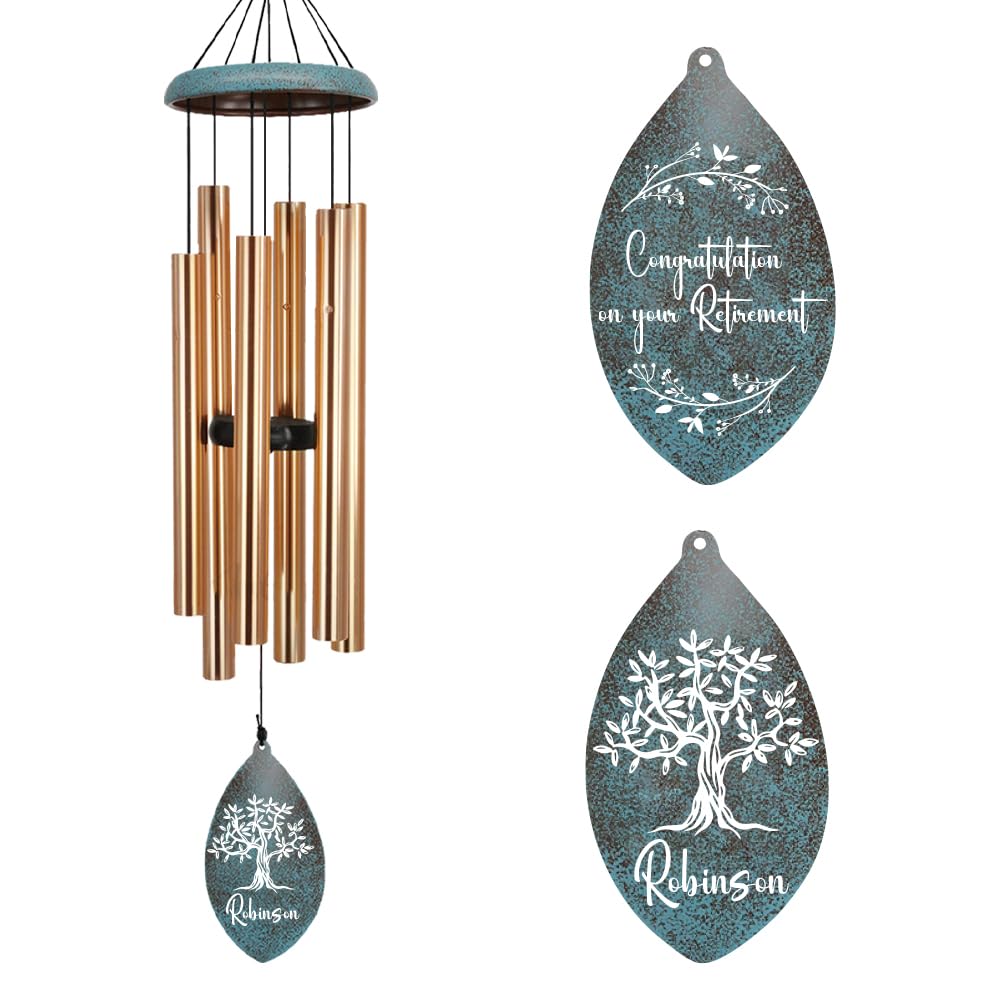 ASTARIN Personalized Happy Retirement Gift, Custom Name Retirement Wind Chimes for Women Men, 35" Large Deep Tone Wind Chime Retire Gifts for Co-Workers Boss Friends Parents