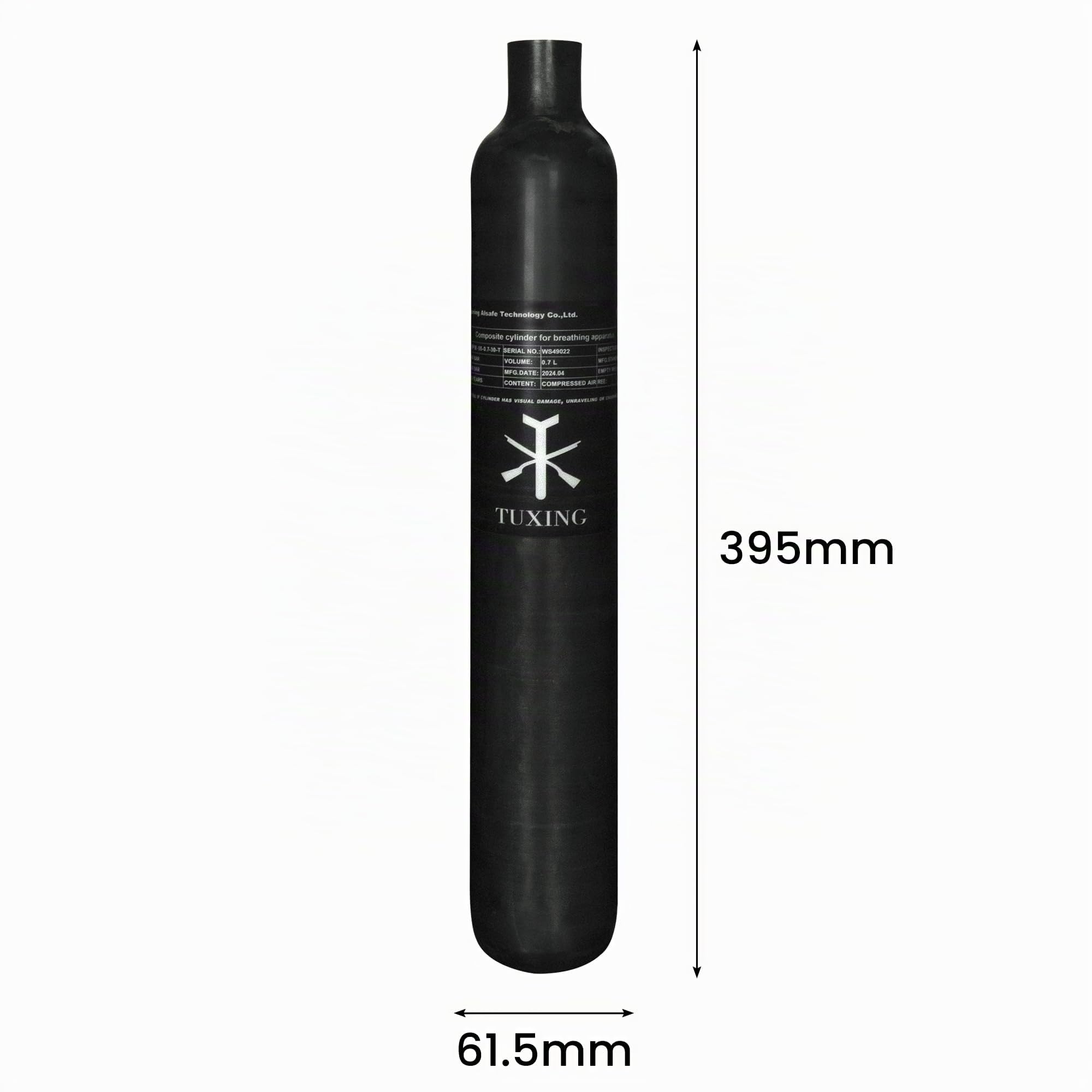 TUXING PCP Air Tank 0.7L 42Cu in 700cc, 4500Psi Carbon Fiber HPA Tank, Tauchgasflasche, für PCP Paintball Air Gun Daystate und FX Gewinde M18*1.5