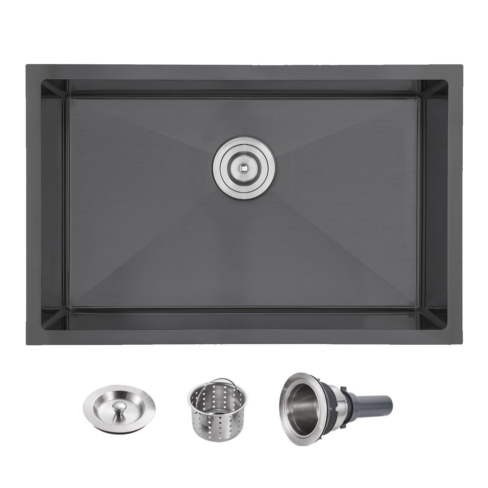 Évier de cuisine encastrable noir de 71x51 cm, bac inox SUS 304 compact pour plans de travail modernes