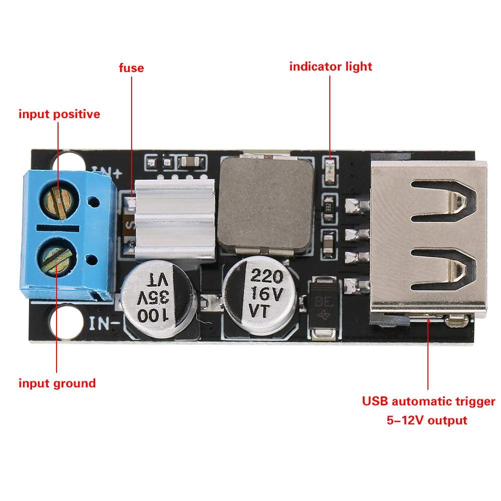 Modulo di tensione DC-DC, 12V 24V 6V-32V a 5V QC 3.0 Modulo di alimentazione di ricarica rapida USB Voltage Convertitore di tensione DC-DC Modulo di alimentazione