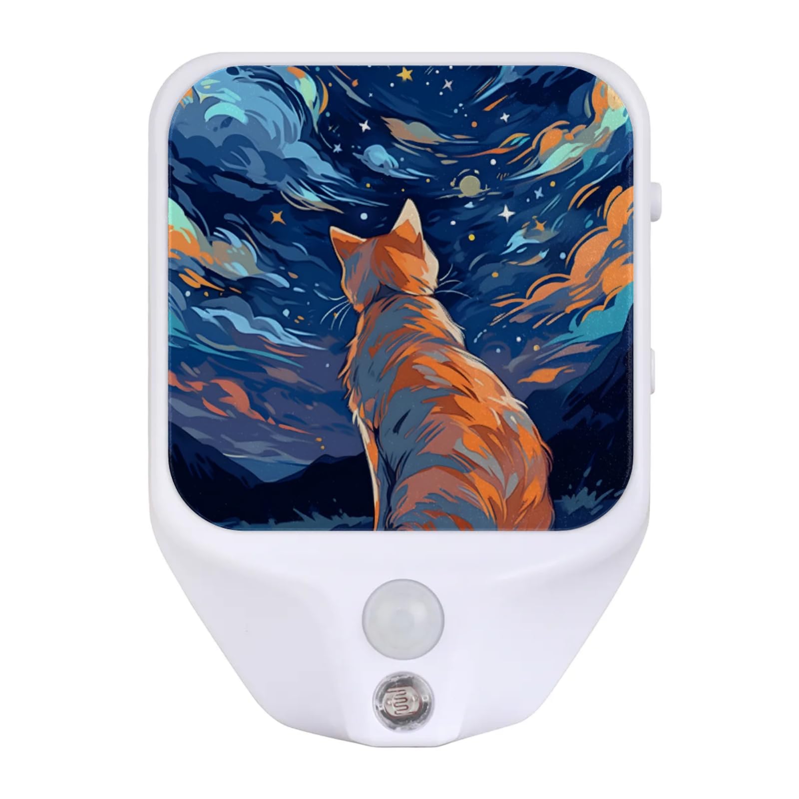 SinSenMa Starry Sky Cat Plug-in Led Night Light,Adjustable Brightness Warm White Lights with Auto Dusk to Dawn Sensor for Boys Girls Room Decor