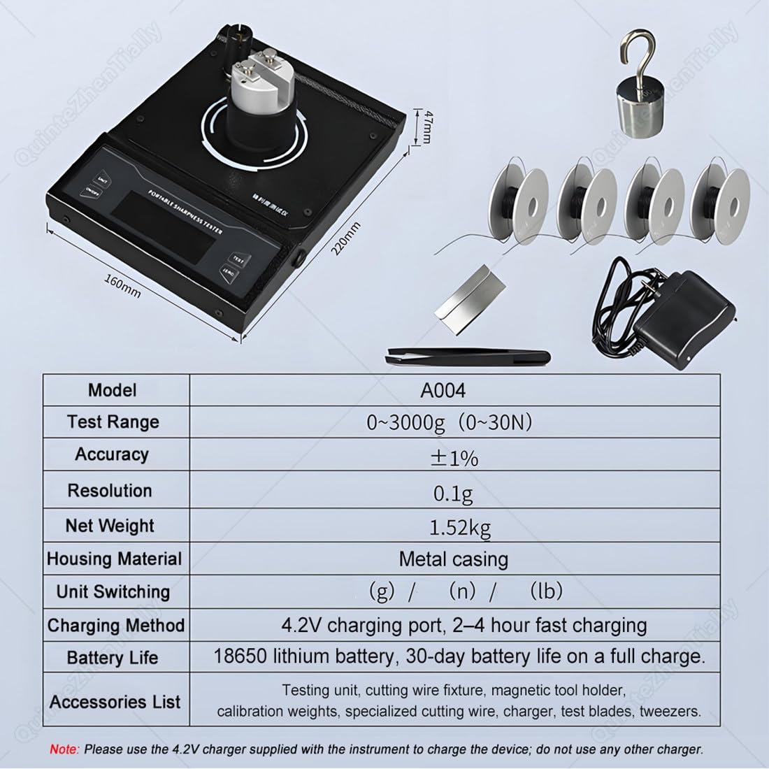 Dispositivo Medición Afilado Cuchillos & Hojas,Nero A004 | Herramienta Portátil Detección Filos Afilados,con Sensor Alta Sensibilidad,Rango Prueba 1-2/3Kg,para Evaluación Precisa Hoja