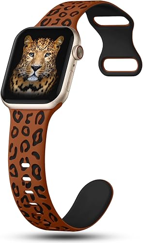 Miniatura 2 de CreateGreat Correas de dos tonos grabadas de leopardo compatibles con Apple Watch Band de 1.61, 1.57, 1.49, 1.77, 1.73 y 1.65 pulgadas para mujer,