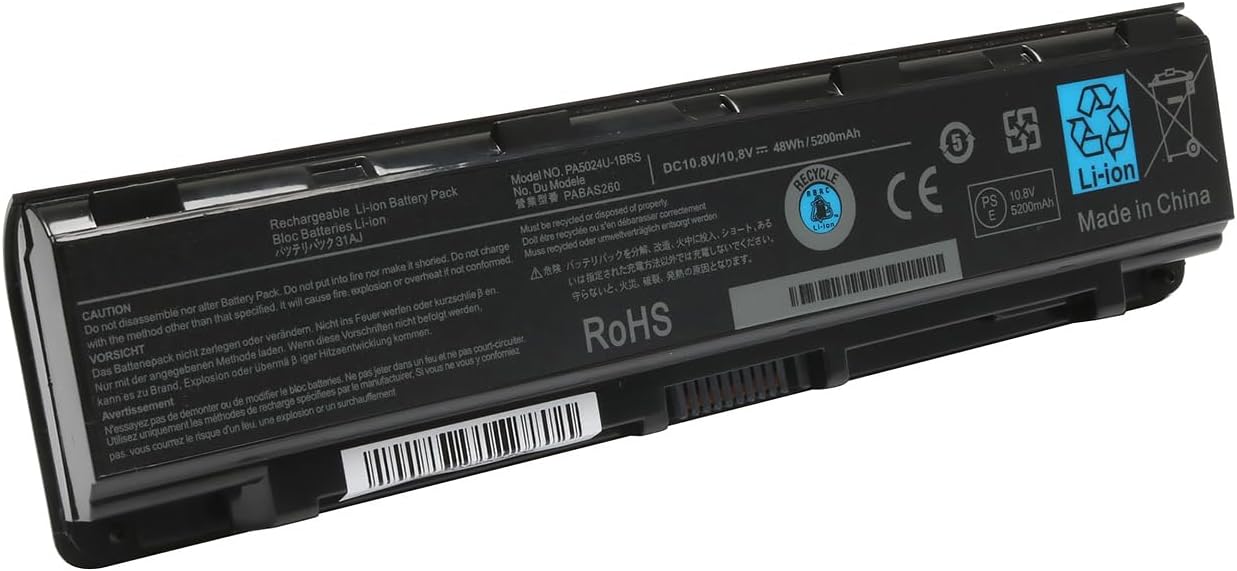 New PA5024U-1BRS Laptop Battery Compatible with Toshiba Satellite C55 C55-A C55T C55DT C55D C855 C855D L855 L875 P855 P875 S855 S875 Series Battery PA5109U-1BRS PA5026U-1BRS -12 Months assurance