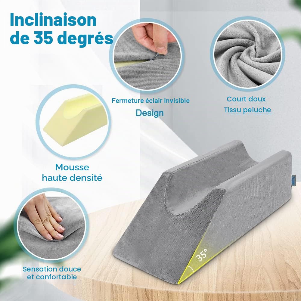 Oreiller d'élévation en Mousse Coin Les Jambes Coussin orthopédique pour soulager Les Genoux et Les Chevilles Coussin élévateur pour soulager Les Pieds après récupération chirurgicale