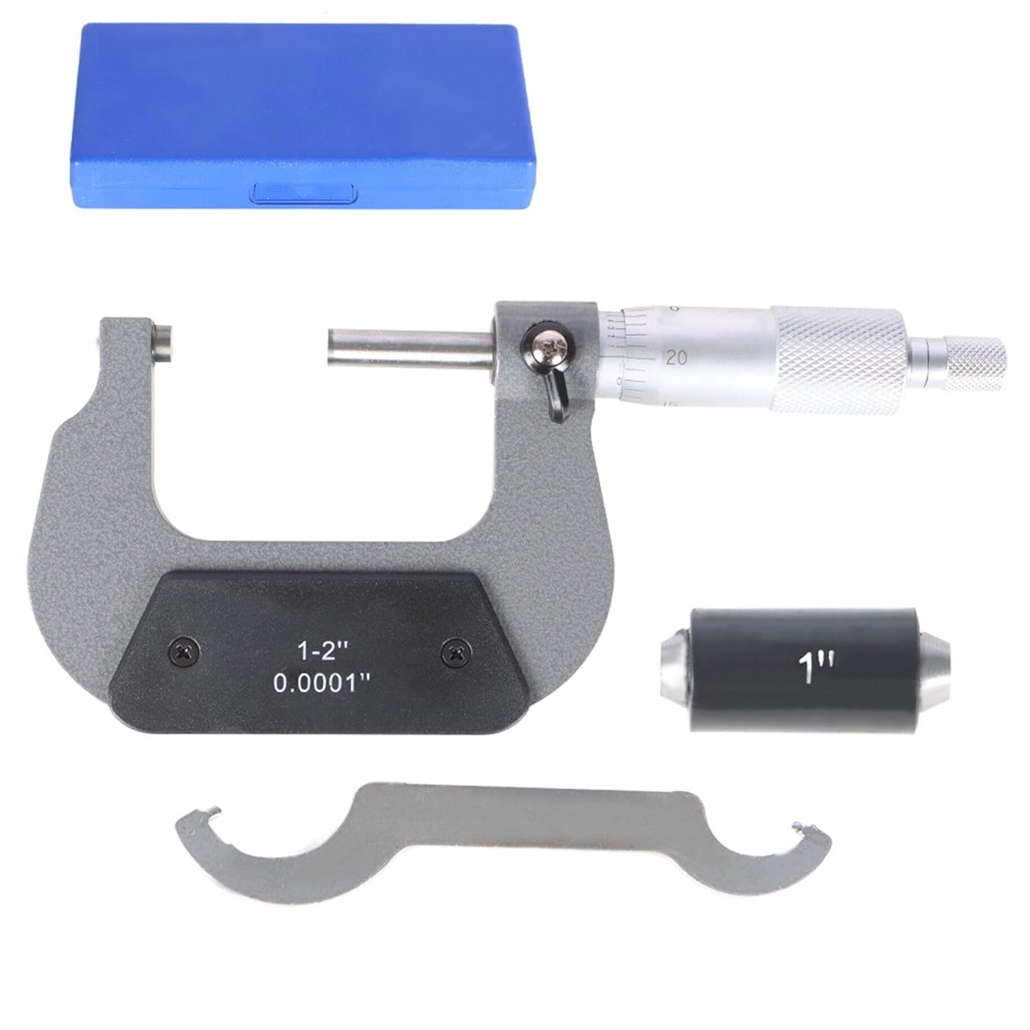 1-2 Inch Outside Micrometer 0.0001 Inch Accuracy Measuring Tool with Equipped Box Measurement Work Tool