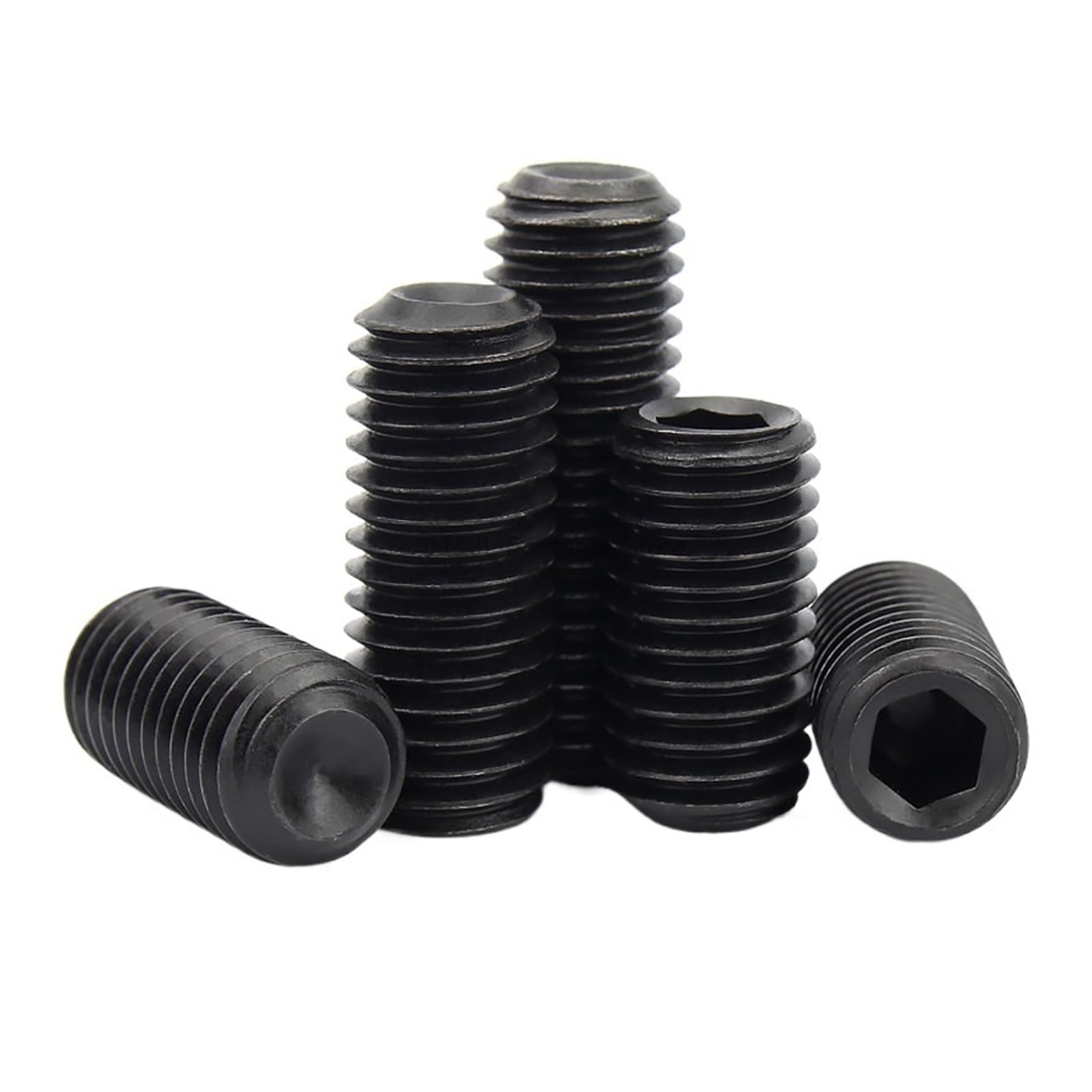10/50 szt. M6/M8, długość 4-50 mm, czarna, ze stali stopowej klasy 12.9, z gniazdem sześciokątnym, wkręt dociskowy łbem i(50mm,M6(50pcs))
