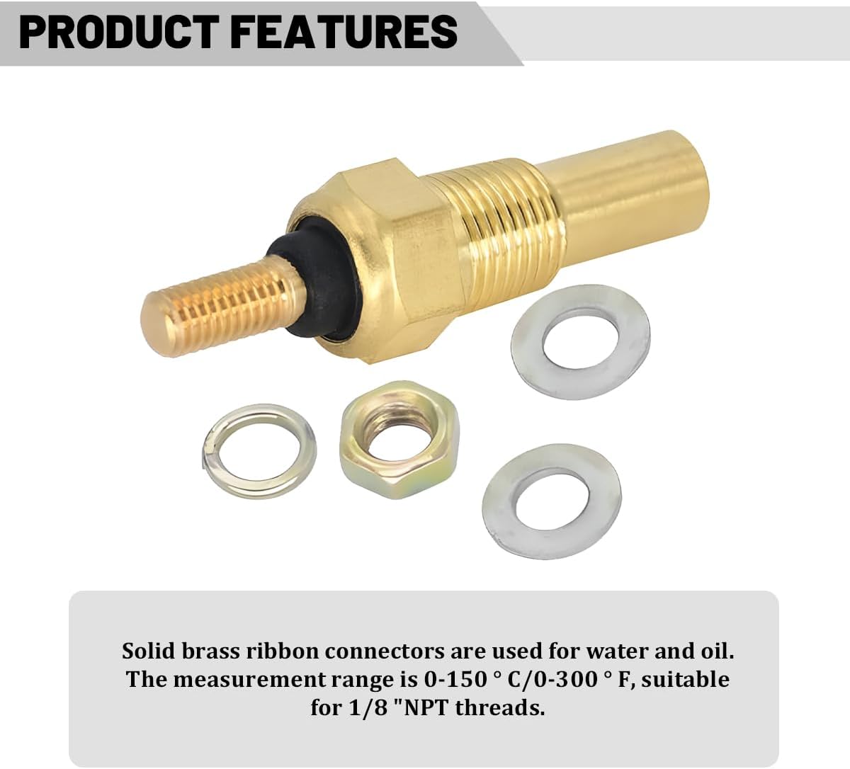 Car Engine Coolant Temperature Sensor, 1/8 NPT Vehicle Engine Electric Coolant Temp Water Sensor, Automotive Replacement Accessories, Universal for Automobile RV Truck