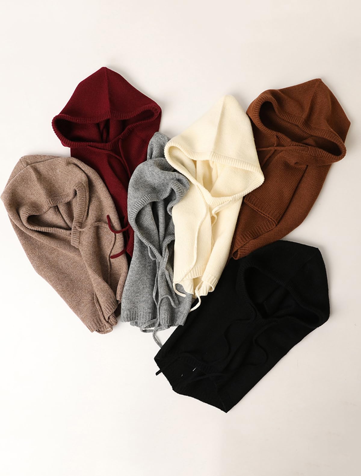 Unisexe Cagoule Bonnet Echarpe à Capuche, 10% Cachemire & 90% Laine, Hiver Doux Tricoté Chapeau Tube Écharpe 2 en 1 pour Femme Homme, Mode Chaud Foulard Loop à Capuche en Tricot, Cadeau Grey F