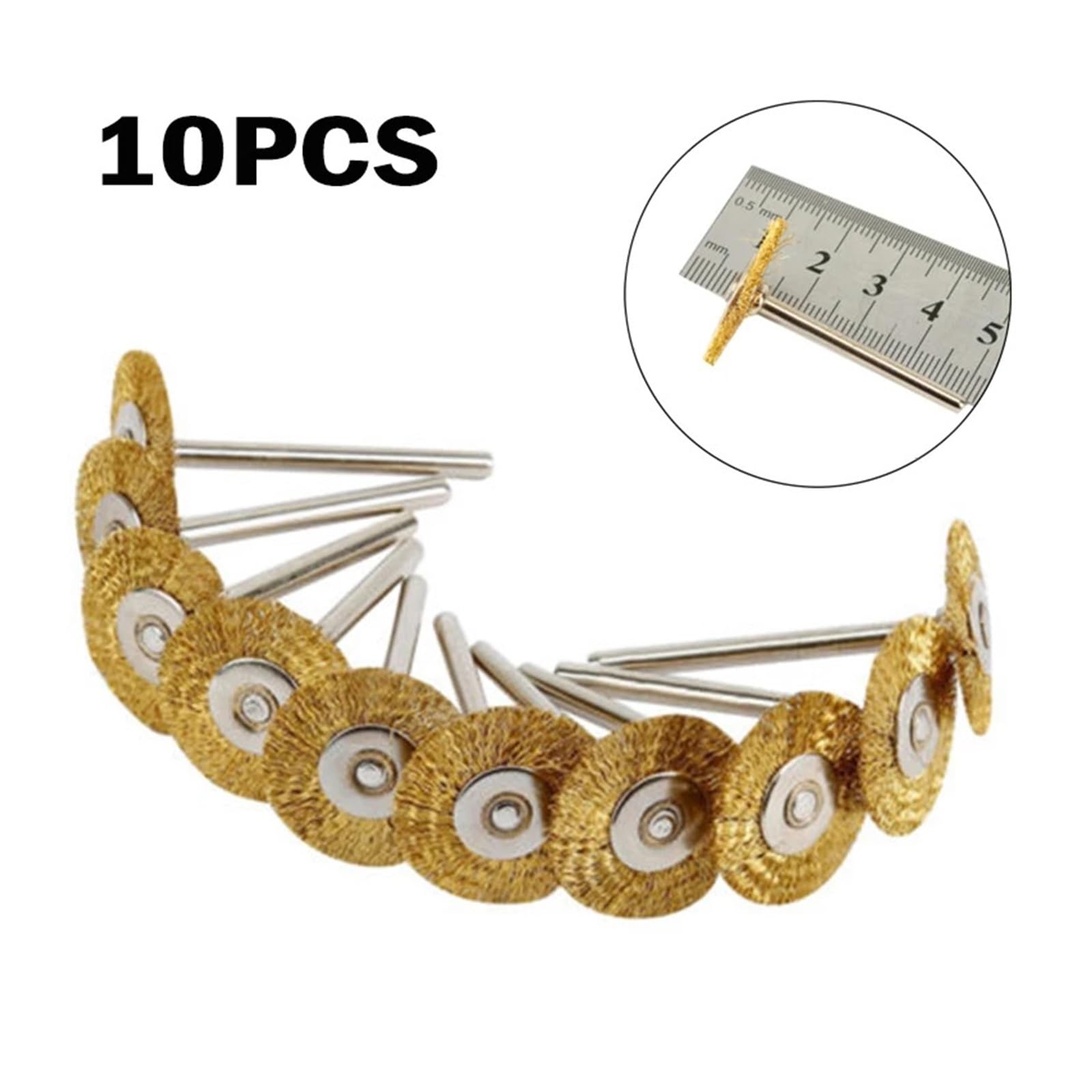 10 sztuk/partia szczotka mosiężna szczotka druciana do kół grawerska szlifierka do form elektronarzędzie obrotowe, 25MM ( Color : 10pcs , Size : 3.17mm )
