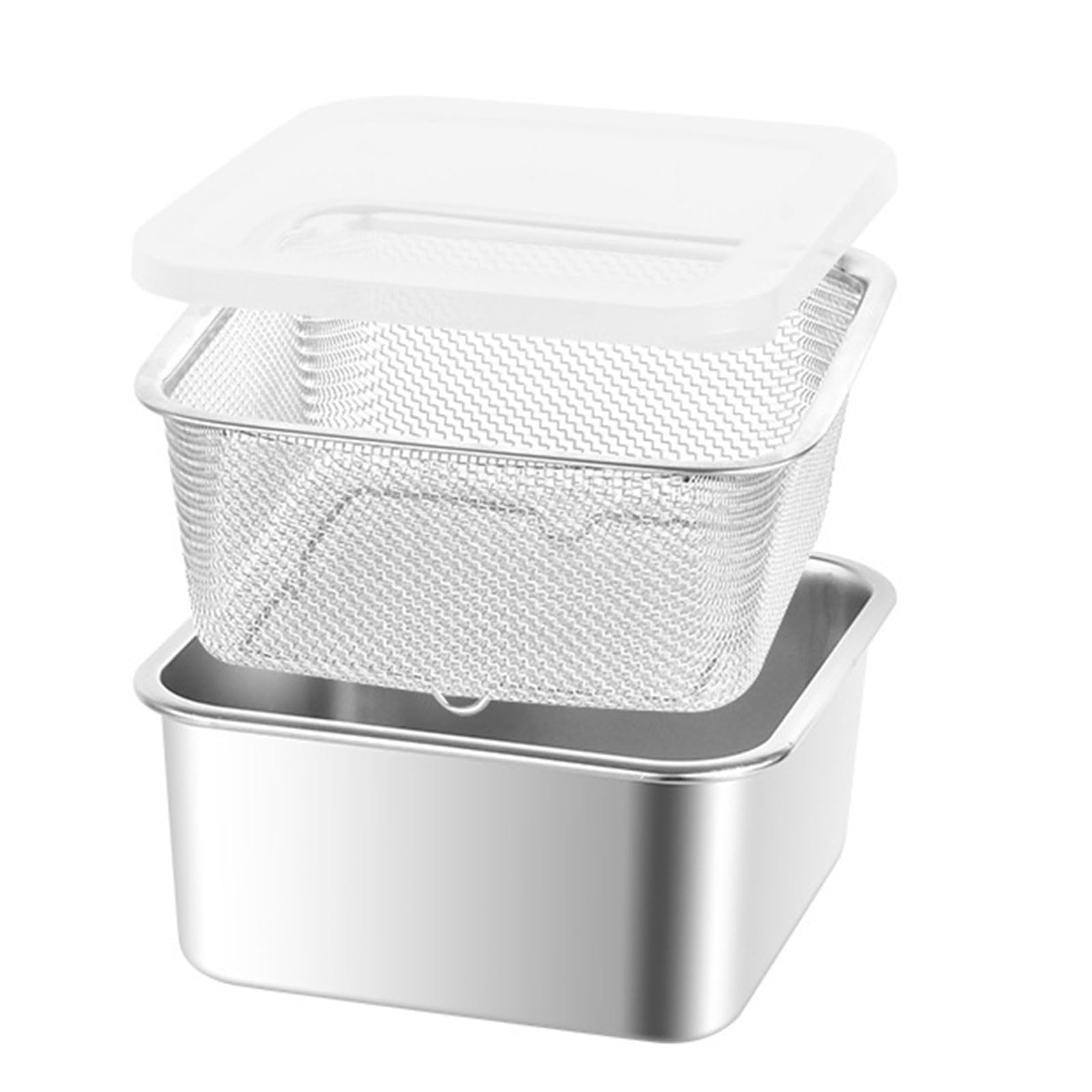 Qusinfc Sturdy Stainless Steel Meal Preps Container with Drainage Function for Efficient Kitchen Food Storage Solution Fruit Organizers with Cover
