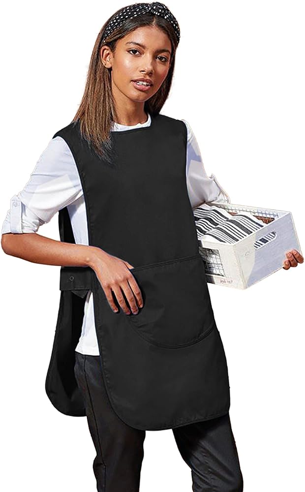 Tabard Aprons Cleaning Catering Tabard Overall Work Wear 2 Pockets Stub Buttons - Foto 4
