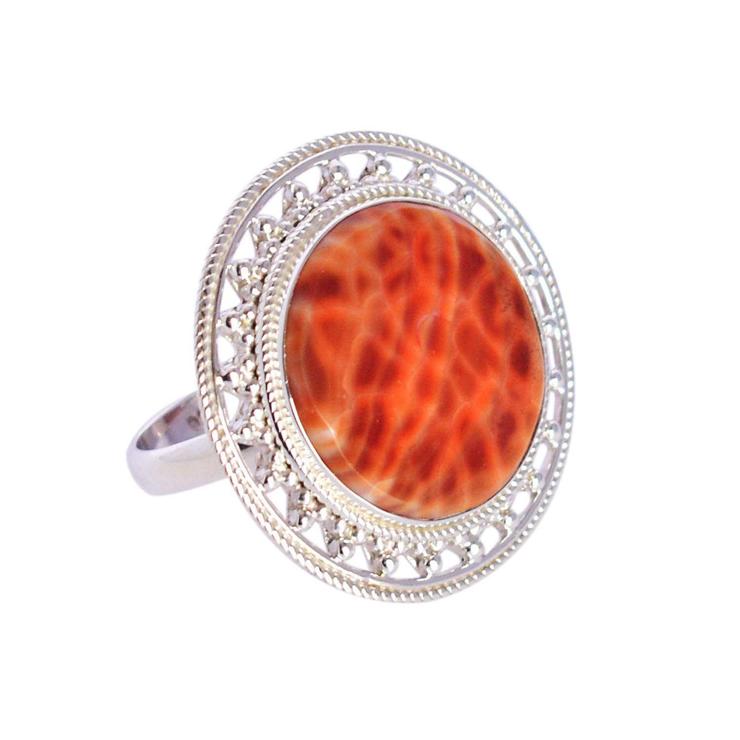 Authentic Mexican Fire Agate Gemstone 925 Solid Sterling Silver  Ring,Handmade Jewelry,for Girls